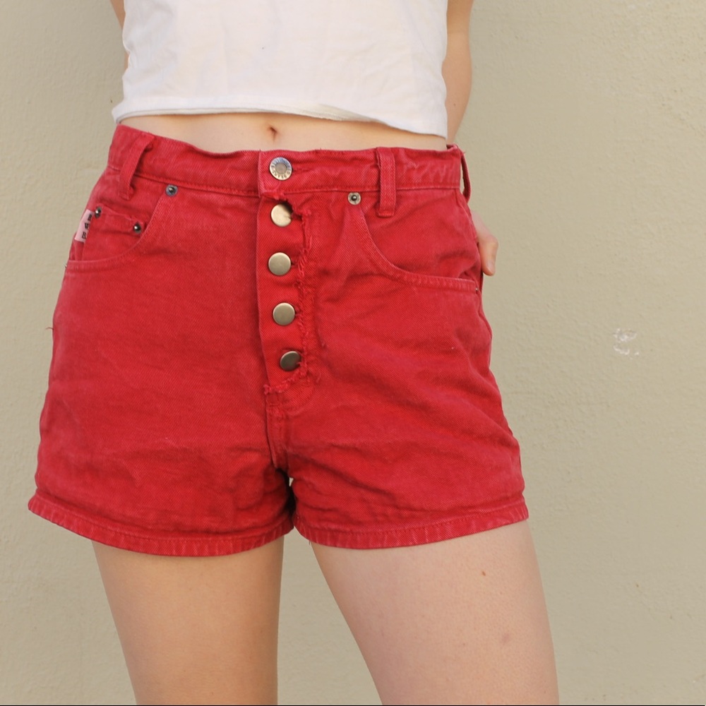 Vintage B.W.B Red 5 Open Fly Button Up Short 🚒